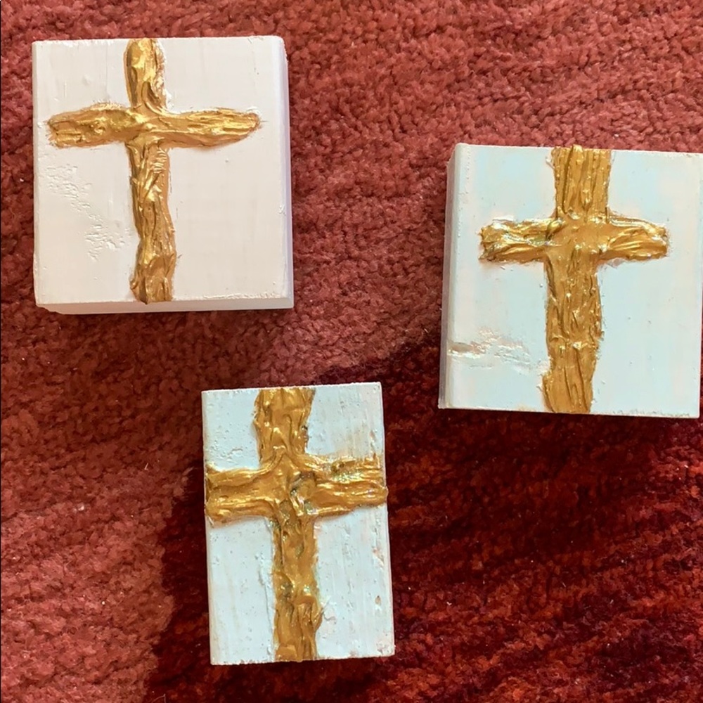 Cross Art Gold Leaf Wood - Picture 3 of 4